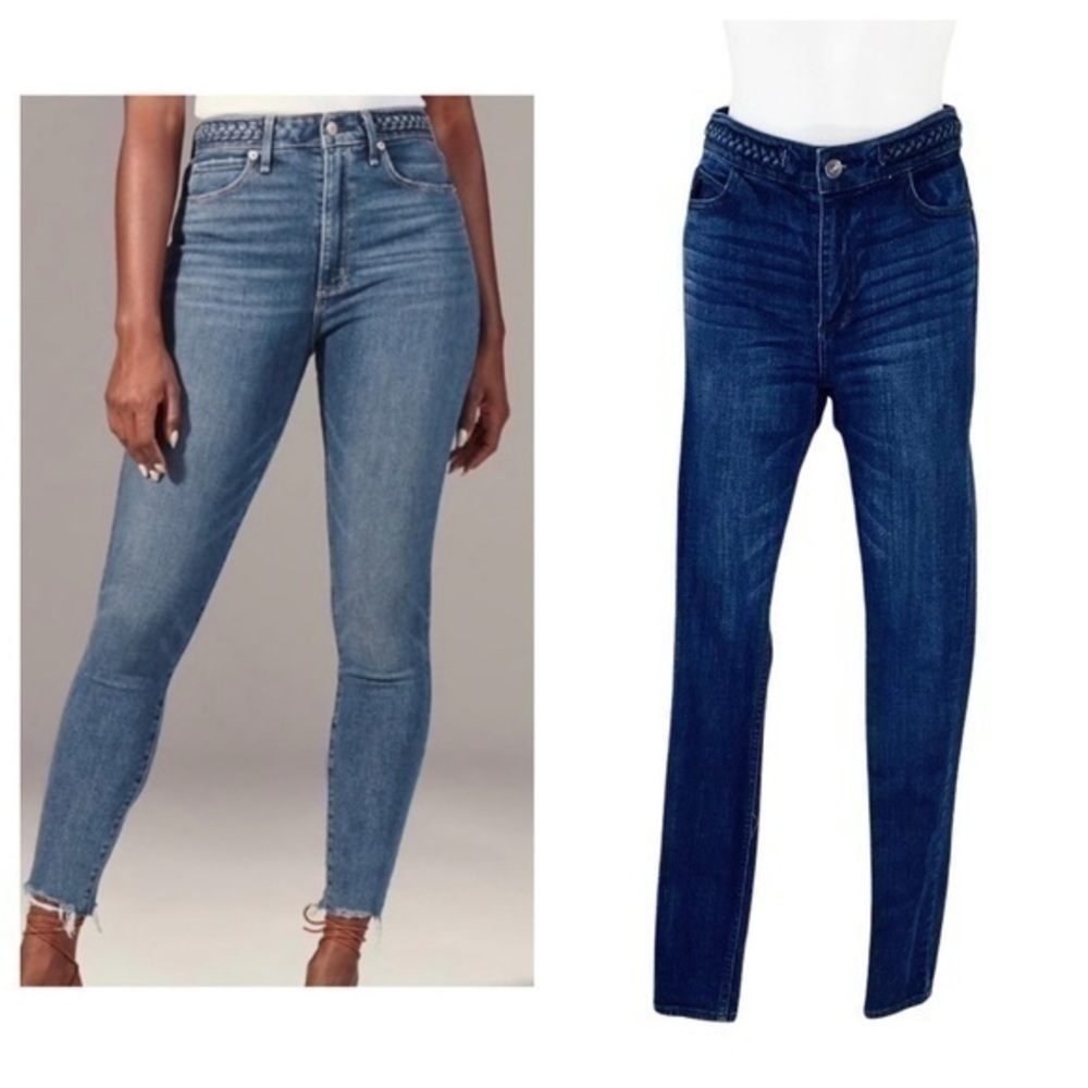 Abercrombie and Fitch dark wash braided waistband skinny jeans 24 00